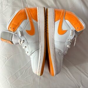 Nike Jordan 1 Kids' Sneakers in Orange and White